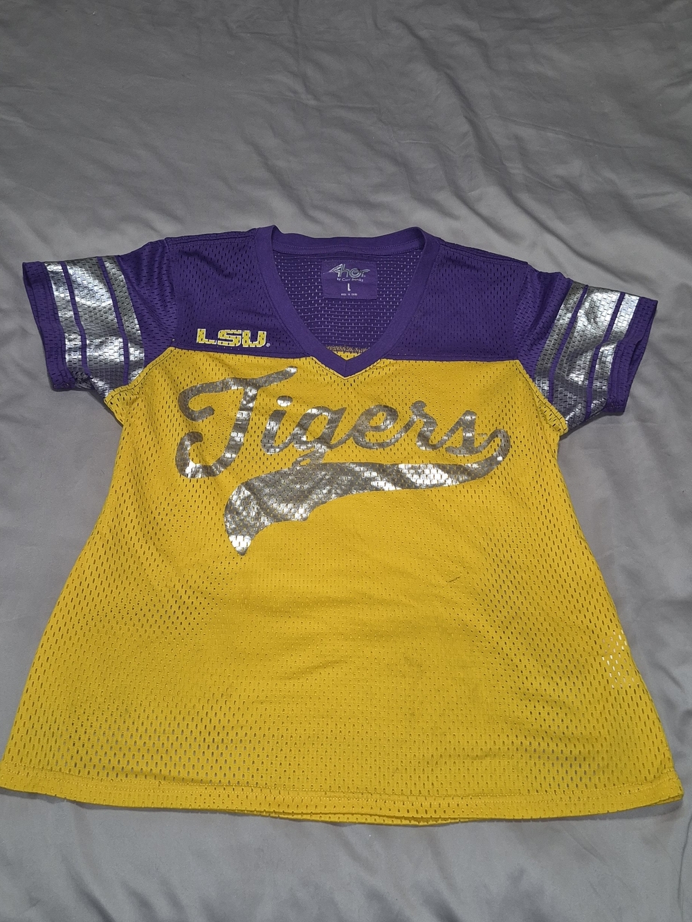 Kids' Purple & Gold Tigers Mesh Jersey Top